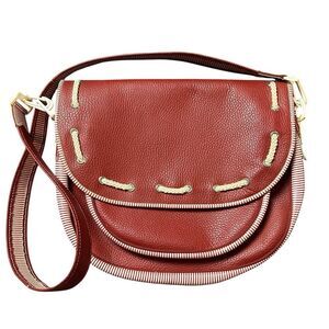 Vtg MCM Saks Fifth Avenue Purse Red‎ Striped Italy Leather Nautical Old Money